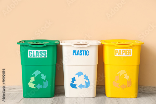 Empty trash bins for differ...