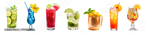 Tropical drink png cut out element set photo