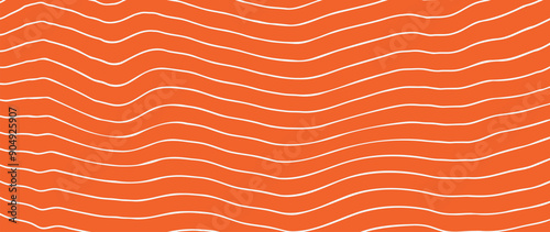 Salmon fillet pattern texture background vector. Abstract salmon meat on orange background with stripes salmon line art. Design illustration for Japanese Restaurant, website, banner, packaging.