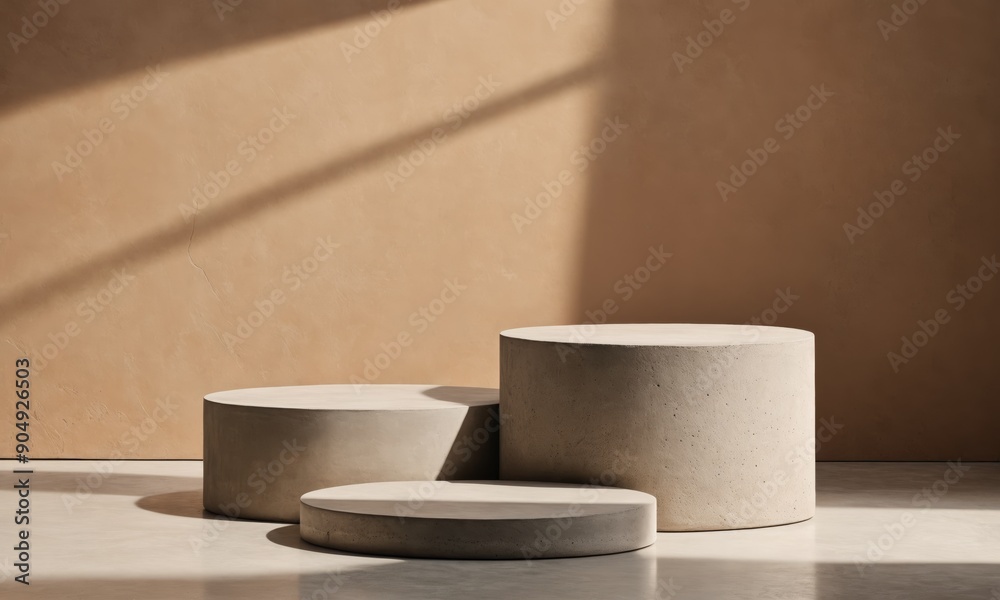 custom made wallpaper toronto digitalConcrete podiums with shadow pattern on beige background