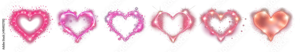 Neon pink heart png cut out element set Neon pink heart png cut out element set