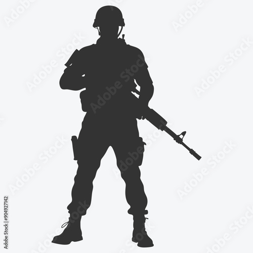 Ultimate Special Forces Soldier Silhouette Vector: Elite Tactical Weapon Design