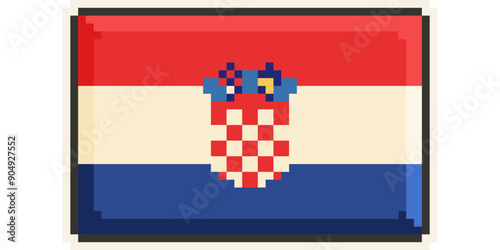 Croatia, Europe, Flag, Pixel Art, Retro 8bit Game Style, Vector 