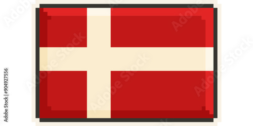 Denmark, Europe, Flag, Pixel Art, Retro 8bit Game Style, Vector 
