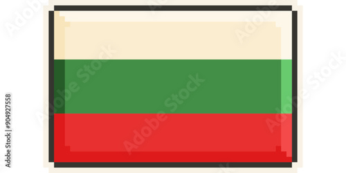 Bulgaria, Europe, Flag, Pixel Art, Retro 8bit Game Style, Vector 