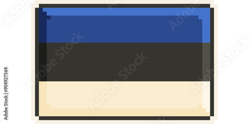 Estonia, Europe, Flag, Pixel Art, Retro 8bit Game Style, Vector 