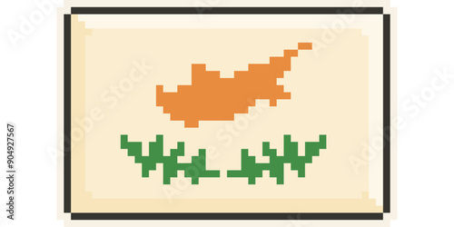Cyprus, Europe, Flag, Pixel Art, Retro 8bit Game Style, Vector 