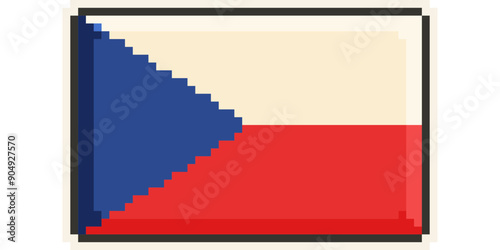Czech Republic, Europe, Flag, Pixel Art, Retro 8bit Game Style, Vector 