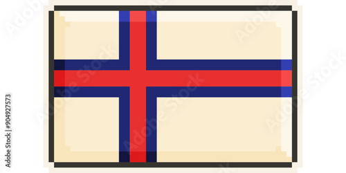  Faroe Islands, Europe, Flag, Pixel Art, Retro 8bit Game Style, Vector 