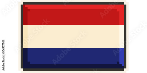 Netherlands, Europe, Flag, Pixel Art, Retro 8bit Game Style, Vector 