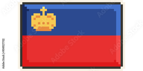 Liechtenstein, Europe, Flag, Pixel Art, Retro 8bit Game Style, Vector 