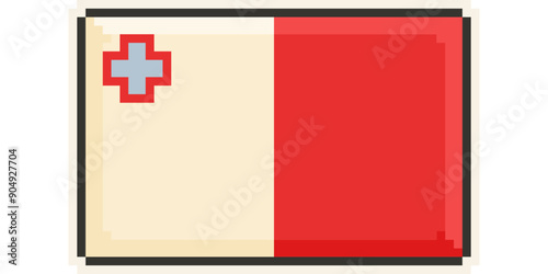 Malta, Europe, Flag, Pixel Art, Retro 8bit Game Style, Vector 