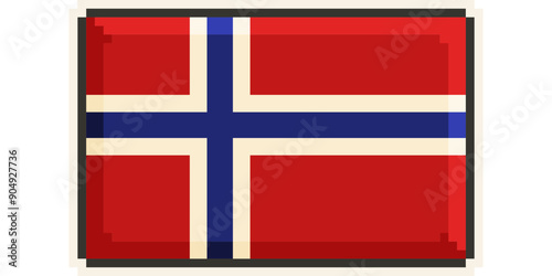 Norway, Europe, Flag, Pixel Art, Retro 8bit Game Style, Vector 