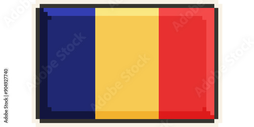 Romania, Europe, Flag, Pixel Art, Retro 8bit Game Style, Vector 