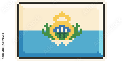  San Marino, Europe, Flag, Pixel Art, Retro 8bit Game Style, Vector 