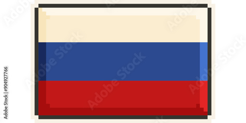Russia, Europe, Flag, Pixel Art, Retro 8bit Game Style, Vector 