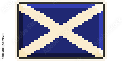 Scotland, UK, United Kingdom Europe, Flag, Pixel Art, Retro 8bit Game Style, Vector 
