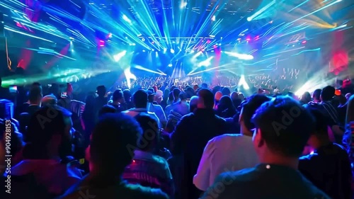 Wallpaper Mural Crowd, concert and music festival, party and dance, jumping and social nightclub, edm youth culture and rave show. Top view of happy audience, fans and disco performance, band, dj event and dancing Torontodigital.ca