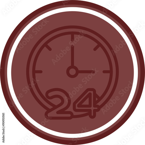 Hours Vector Line Double Circle Maroon