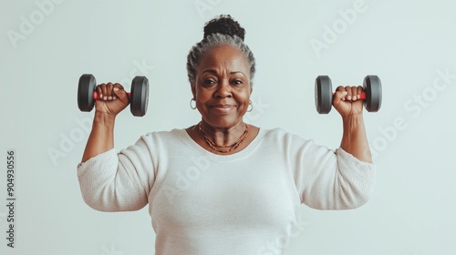 Senior black lady doing sport to stay healthy