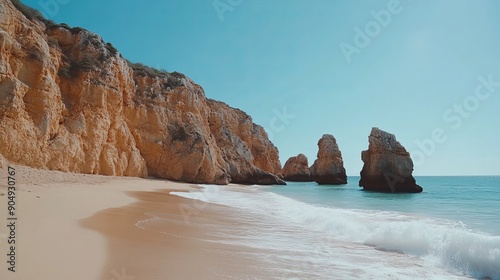 Praia de Porto de Mós in Lagos, Portugal. photo