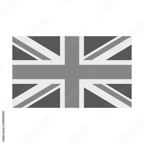 UK english national flag. Black and white monochrome color. Great Britan identity. Vector 