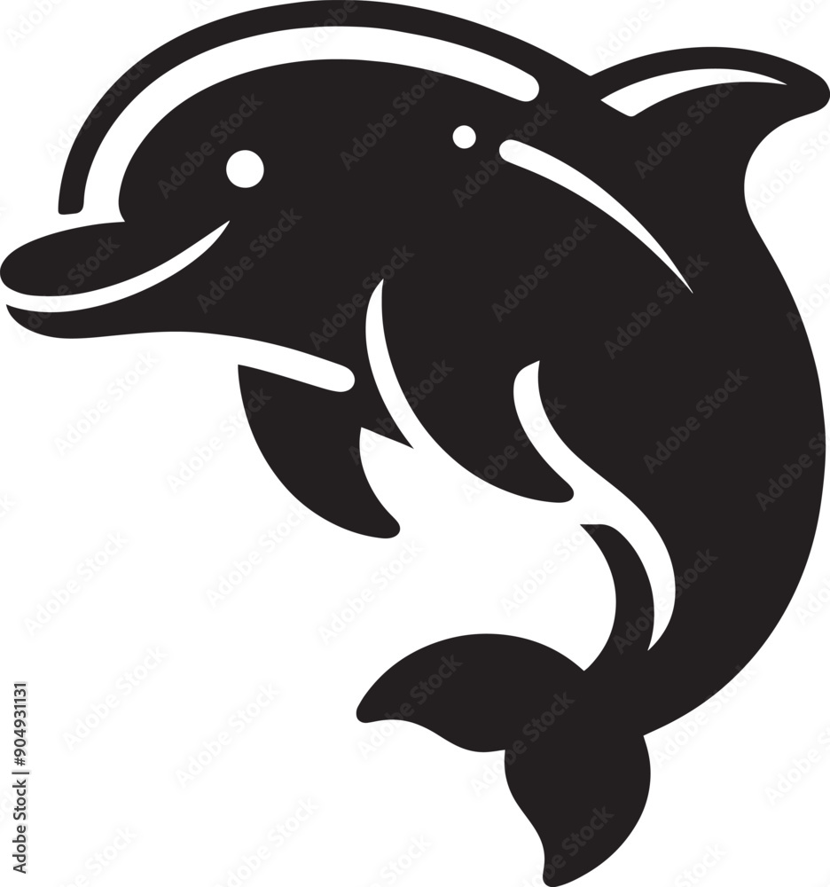 Beautiful Dolphin silhouette flat vector illustration isolated on a white background Beautiful Dolphin silhouette flat vector illustration isolated on a white background