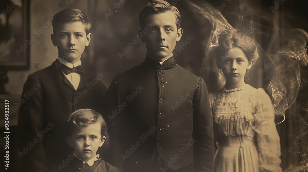 Naklejka premium Vintage Family Portrait with Sepia Tone