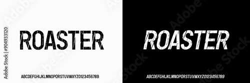 Modern Grunge Font. Reguler Rough Font. Distress Bold Font. Uppercase Number and Symbol. Typography urban style alphabet fonts for fashion, sport, movie, logo design, vector illustration photo