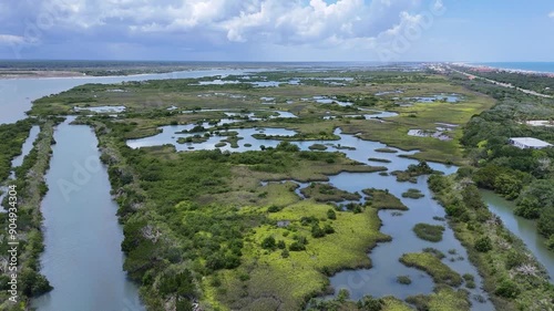 Drone shot of Florida lagoons on the Matanzas River. photo