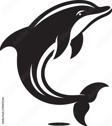 Beautiful Dolphin silhouette flat vector illustration isolated on a white background