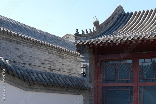 Chinese traditional architecture, closeup of photo. Beautiful architecture in China. photo