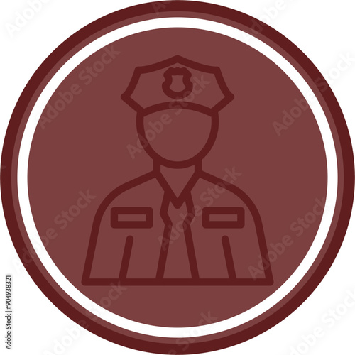 Police Vector Line Double Circle Maroon