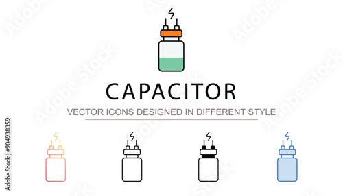 Capacitor icon design with white background stock illustration
