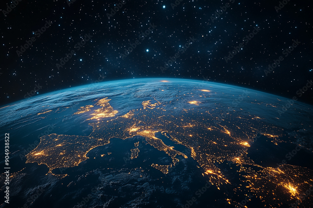 Obraz premium Europe at night from space