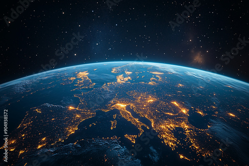 Europe at night from space