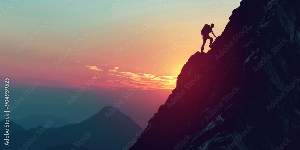 Courageous Climb: High Altitude Mountaineering Achievements in Silhouette Courageous Climb: High Altitude Mountaineering Achievements in Silhouette