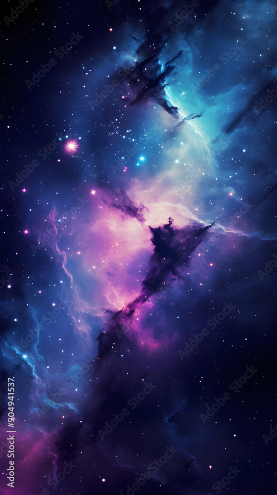 Naklejka premium Digital colorful starry sky abstract graphic poster background