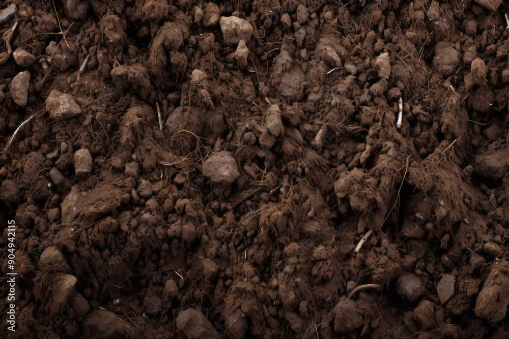 Processed collage of underground brown soil layer material texture. Background for banner Processed collage of underground brown soil layer material texture. Background for banner
