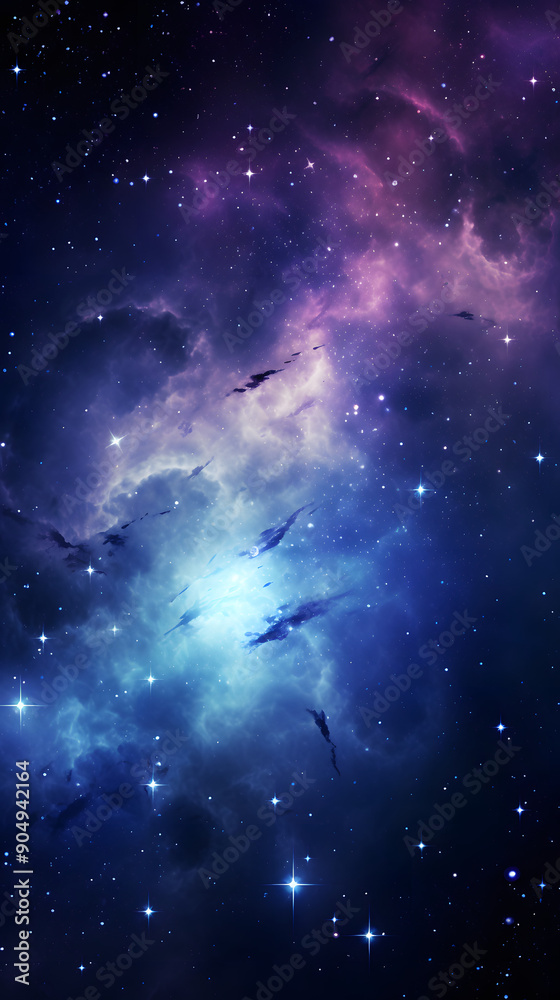 Fototapeta premium Digital colorful starry sky abstract graphic poster background