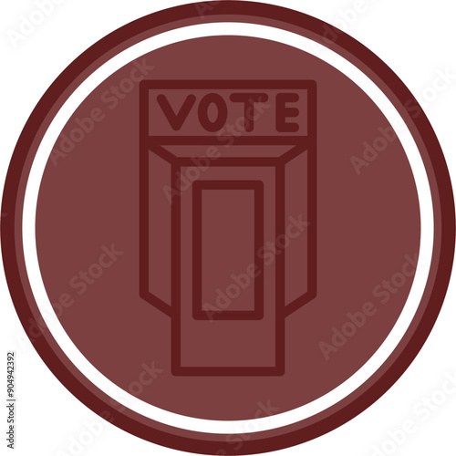 Voting Booth Vector Line Double Circle Maroon