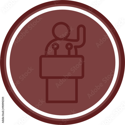 Political Candidate Vector Line Double Circle Maroon