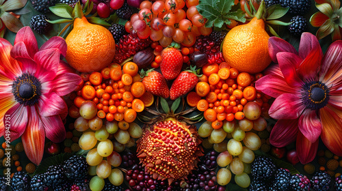 Close-Up of Summer Fruits with Textured Detail