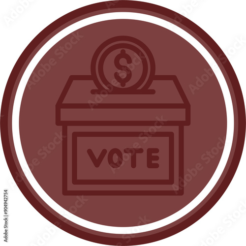 Campaign Donation Box Vector Line Double Circle Maroon