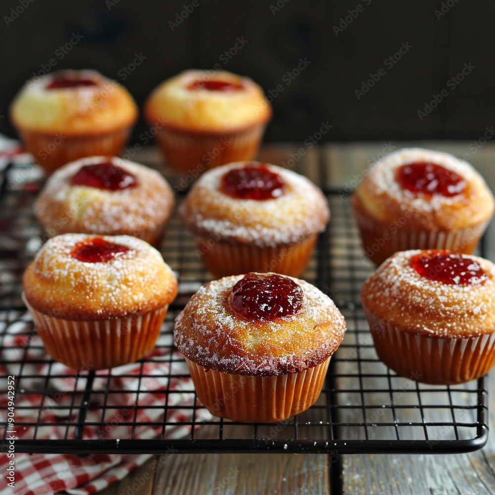 A concept for a pastry shop or bakery. Muffins or cupcakes. Berry or chocolate decor.Milk and White Chocolate. Muffins on the countertop. Kitchen decor.