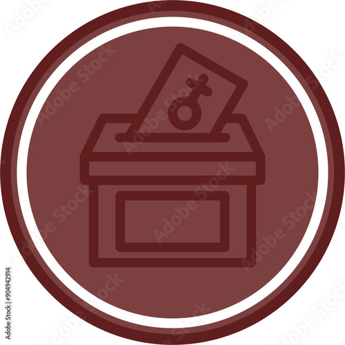 Voter Rights Vector Line Double Circle Maroon