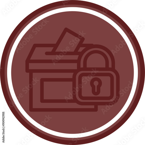 Election Security Vector Line Double Circle Maroon