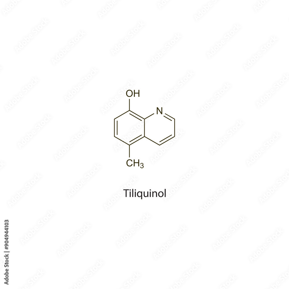 Triquinol Tiliquinol flat skeletal molecular structure Antiprotozoal drug used in ...