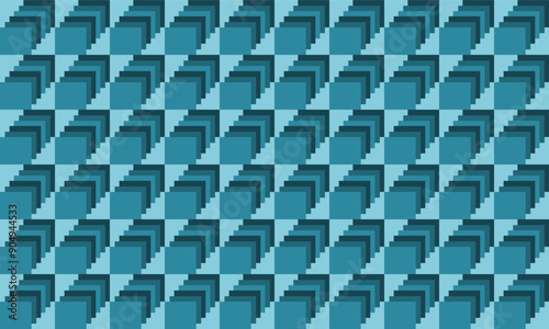 Multilayer Green wall block, seamless pattern with blue squares block arrange as wall design for fabric diamond printing or wallpaper or background