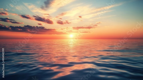 Golden Sunset Over Calm Ocean © Doni_Art
